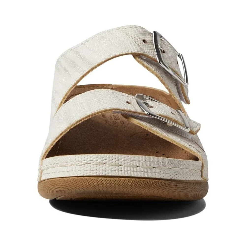 Flexus Samuella Sandals Women's 9 Beige Adjustable Strap Comfort Slip-On ZPO121